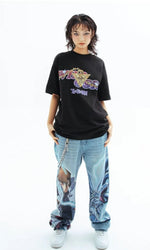 Blue Eyes White Dragon - Printed Denim Jeans