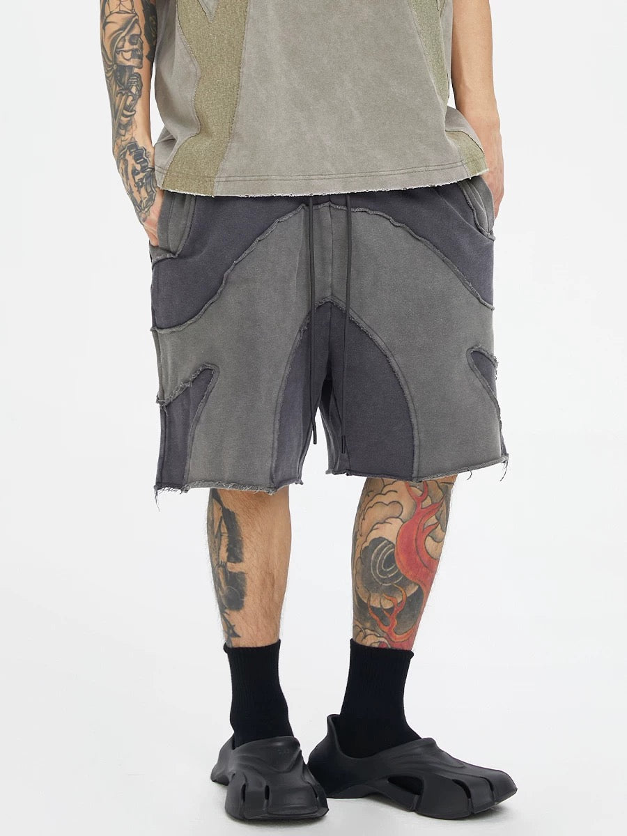 Grey Multi Pattern Sweat Shorts