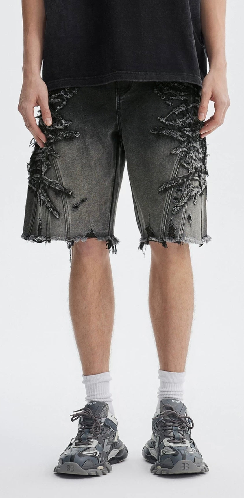 Black Distressed - Denim Shorts